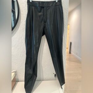 Rem Garson Dark Cocoa brown leather straight leg pants size 8 medium